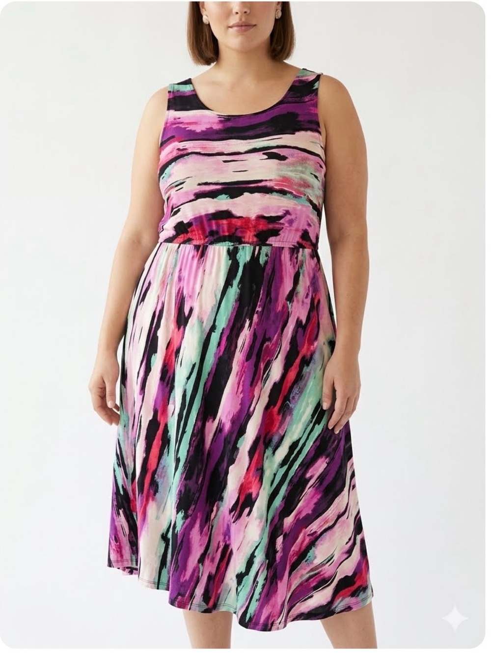 Apt. 9 Abstract Brushstroke Sleeveless Maxi Dress Plus Size 1X Resortwear Boho